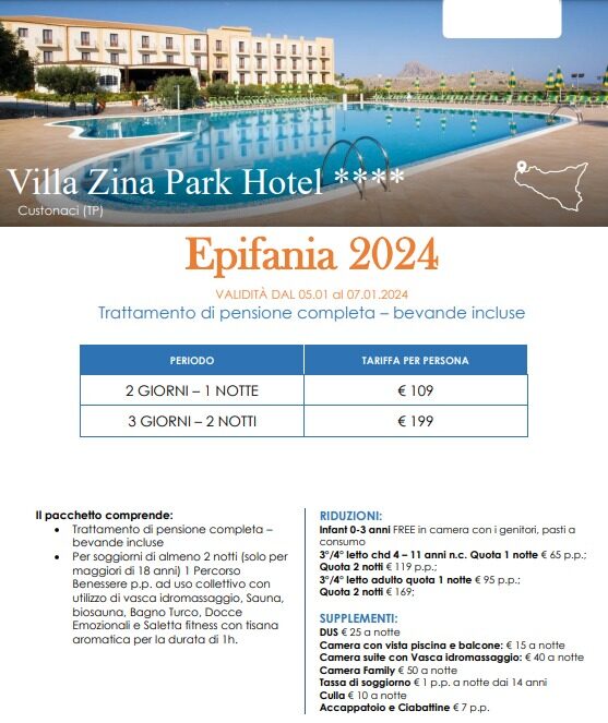 Villa Zina Park Hotel Offerte Epifania Sicilia Dreaming Sicily